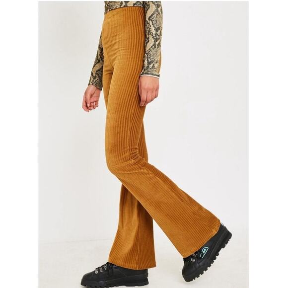 Urban Outfitters Marigold Flare Pants Women's High Waist Ribbed Knit Retro Y2k - Picture 2 of 14